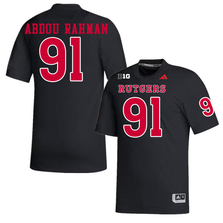 Men #91 Djibril Abdou Rahman Rutgers Scarlet Knights 2024 College Football Jerseys Stitched-Black